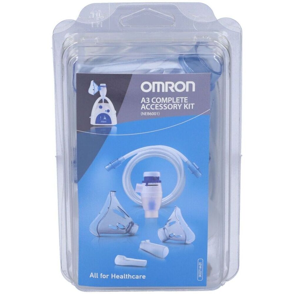 OMRON A3 COMPLETE KIT RICAMBIO AMPOLLA REGOLABILE + TUBO + MASCHERINA PEDIATRICA + MASCHERINA ADULTI + FORCELLE NASALI + BOCCAGLIO - Farmaunclick.it