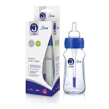 J BIMBI BFREE SUPER GLASS 260 ML BIBERON IN VETRO CON CANULA ANTICOLICHE E TETTARELLA IN SILICONE - Farmaunclick.it