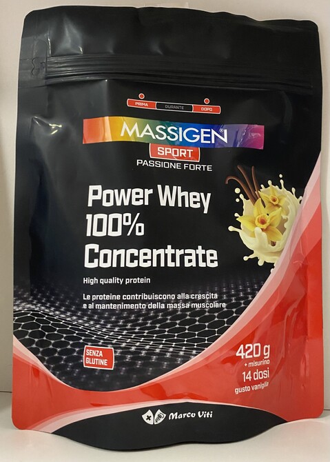 MASSIGEN SPORT POWER WHEY CONCENTRATE VANIGLIA 420 G - Farmaunclick.it