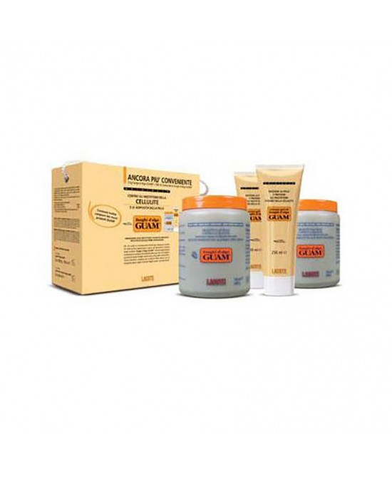GUAM FANGHI D'ALGA DOPPIA CONVENIENZA CON FANGHI D'ALGA GUAM 2 X 1 KG + CREMA GEL 2 X 250 ML-ULTIMA CONFEZIONE - Farmaunclick.it