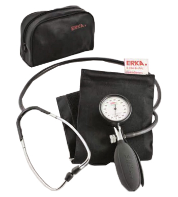 SFIGMOMANOMETRO ANEROIDE KOBITEST ERKA CON FONENDOSCOPIO INCORPORATO NEL BRACCIALE MANOMETRO DI PRECISIONE IN ALLUMINIO ANODIZZATO  SCARICO DELL'ARIA TRAMITE VALVOLA A VITE - Farmaunclick.it