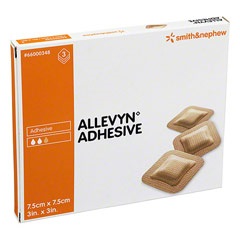 MEDICAZIONE IDROCELLULARE ADESIVA STERILE ALLEVYN ADHESIVE ALTAMENTE ASSORBENTE IN SCHIUMA DI POLIURETANO A STRUTTURA TRISTRATIFICATA 7,5X7,5CM 3 PEZZI - Farmaunclick.it