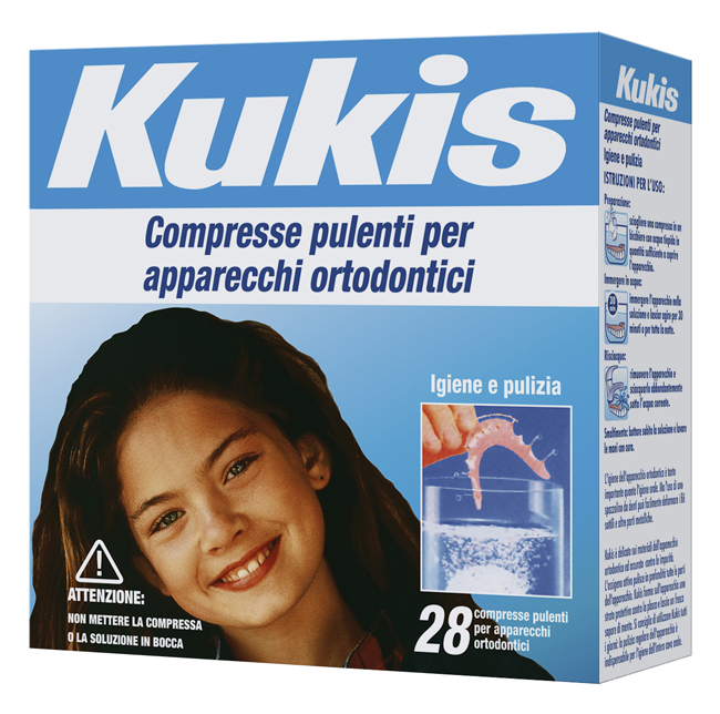 KUKIS CLEANSER 28 COMPRESSE PER PULIZIA APPARECCHI ORTODONTICI - Farmaunclick.it