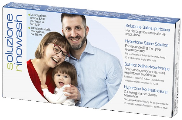 RINOWASH SOLUZIONE SALINA IPERTONICA PER PULIZIA NASO 10 FIALE RICHIUDIBILI X 10 ML - Farmaunclick.it