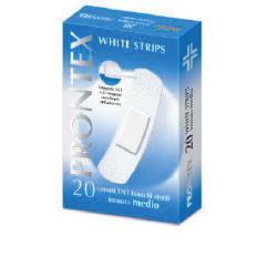 CEROTTO PRONTEX WHITE STRIPS IN TESSUTO NON TESSUTO BIANCO STERILE SCATOLA 20 CEROTTI MEDI - Farmaunclick.it