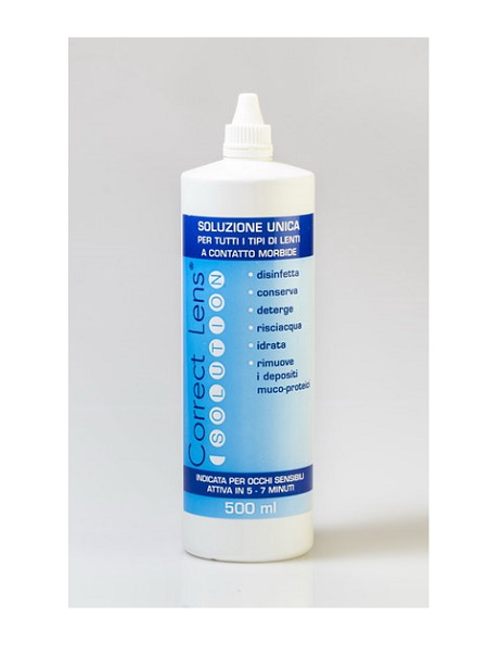 SOLUZIONE OCULARE PER LA CONSERVAZIONE E PULIZIA DELLE LENTIA CONTATTO CORRECT LENS SOLUTION 500ML - Farmaunclick.it