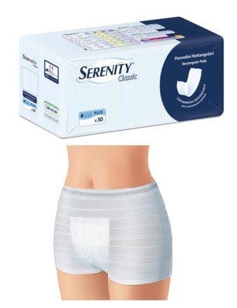 PANNOLONE PER INCONTINENZA FORMATO RETTANGOLARE CON BARRIERA SERENITY 30 PEZZI - Farmaunclick.it