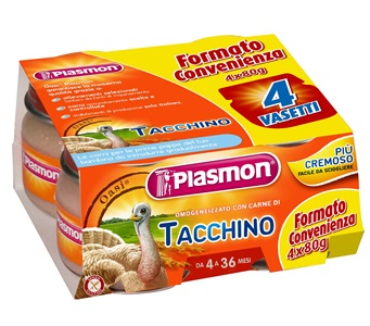 PLASMON OMOGENEIZZATO TACCHINO 4 X 80 G CON GIFT - Farmaunclick.it