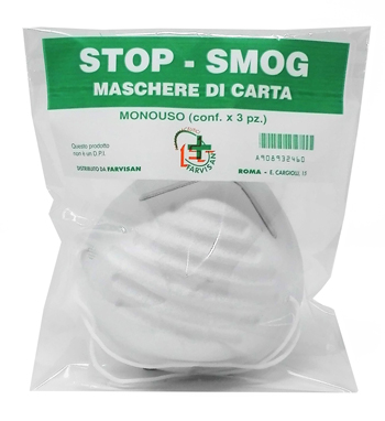 MASCHERE DI CARTA STOP-SMOG MONOUSO 3 PEZZI - Farmaunclick.it