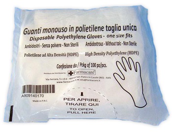 GUANTO MONOUSO IN PVC MISURA UNICA 100 PEZZI - Farmaunclick.it