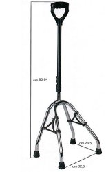 QUATTROPIEDI CANNA GRIGIO SCURO BASE ACCIAIO CROMATO IMPUGNATURA NERO/BORDEAUX - Farmaunclick.it