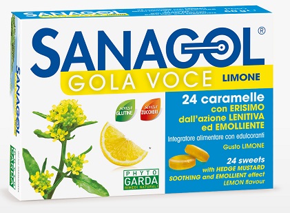 SANAGOL GOLA VOCE SENZA ZUCCHERO LIMONE 24 CARAMELLE - Farmaunclick.it