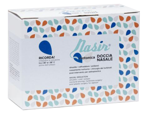 NASIR LAVAGGIO NASALE SOLUZIONE FISIOLOGICA ISOTONICA STERILE SCATOLA CON 4 SACCHE 500ML 4 BLISTER 1 VENTOSA - Farmaunclick.it