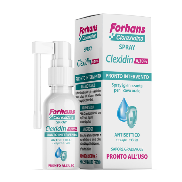 COLLUTORIO SPRAY CON CLOREXIDINA FORHANS CLEXIDIN 50ML - Farmaunclick.it