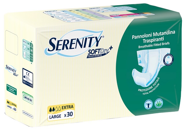 PANNOLONE MUTANDINA PER INCONTINENZA SERENITY SOFTDRY+ EXTRA TAGLIA LARGE 30 PEZZI - Farmaunclick.it