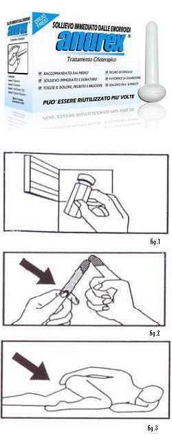 SISTEMA CRIOTERAPICO PER TRATTAMENTO LOCALE DI EMORROIDI COMPOSTO DA CONTENITORE, DISPOSITIVO E LUBRIFICANTE ANUREX - Farmaunclick.it