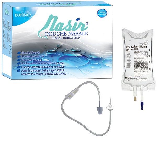 NASIR DOCCIA NASALE CON SOLUZIONE FISIOLOGICA ISOTONICA 6 SACCHE 500 ML + 1 BLISTER - Farmaunclick.it