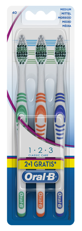 ORALB 123 CLASSIC CARE 40 SETOLE MEDIE 3 SPAZZOLINI - Farmaunclick.it