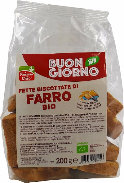 FSC FETTE BISCOTTATE DI FARRO SENZA LIEVITO DI BIRRA BIO CON OLIO EXTRAVERGINE DI OLIVA 200 G - Farmaunclick.it