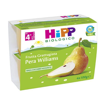 HIPP BIO HIPP BIO FRUTTA GRATTUGGIATA PERA WILLIAMS 4X100 G - Farmaunclick.it