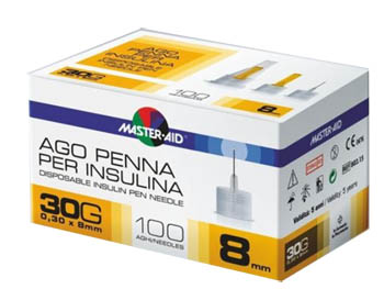 AGO PER PENNA DA INSULINA MASTER-AID 30 GAUGE 8 MM 100 PEZZI - Farmaunclick.it