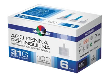 AGO PER PENNA DA INSULINA MASTER-AID 31 GAUGE 6 MM 100 PEZZI - Farmaunclick.it