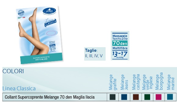 SAUBER COLLANT 70 DENARI SUPER COPRENTE MAGLIA LISCIA MELANGE CASTAGNA 3 LINEA CLASSICA - Farmaunclick.it