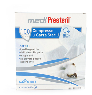 GARZA COMPRESSA MEDIPRESTERIL FU STERILE MONOUSO 10X10CM 100PEZZI - Farmaunclick.it