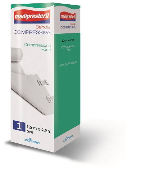 BENDA ELASTICA MEDIPRESTERIL COMPRESSIONE FORTE 12X450CM - Farmaunclick.it