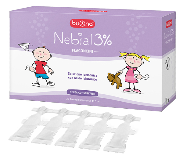 NEBIAL FLACONCINI SOLUZIONE SALINA IPERTONICA DI SODIO CLORURO AL 3% CON ACIDO IALURONICO 20X5 ML - Farmaunclick.it