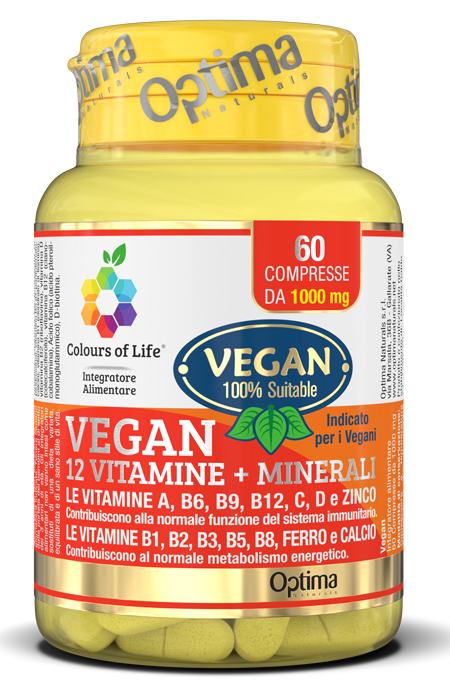 COLOURS OF LIFE VEGAN 12 VITAMINE + 3 MINERALI 60 COMPRESSE - Farmaunclick.it