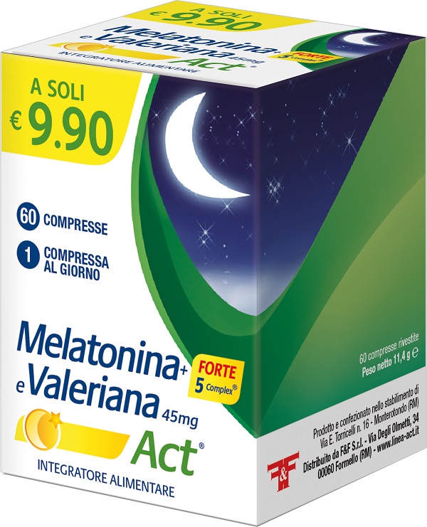 MELATONINA+FORTE 5 COMPLEX E VALERIANA ACT 60 COMPRESSE - Farmaunclick.it
