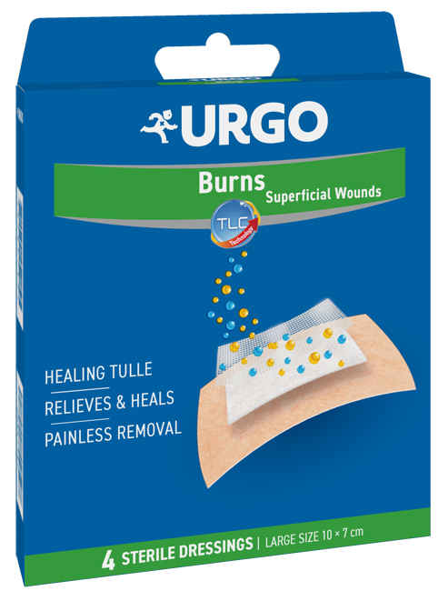 URGO CEROTTO PER USTIONI E FERITE 100X70 MM 4 PEZZI - Farmaunclick.it