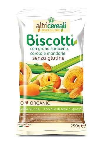 ALTRICEREALI BISCOTTI DI GRANO SARACENO CON CAROTA E MANDORLE BIO 250 G - Farmaunclick.it