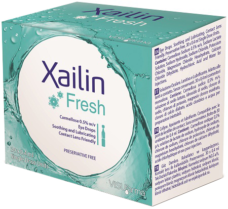 XAILIN FRESH GOCCE OCULARI CARBOSSIMETILCELLULOSA 0,5% 30 FLACONCINI MONODOSE 0,4 ML - Farmaunclick.it