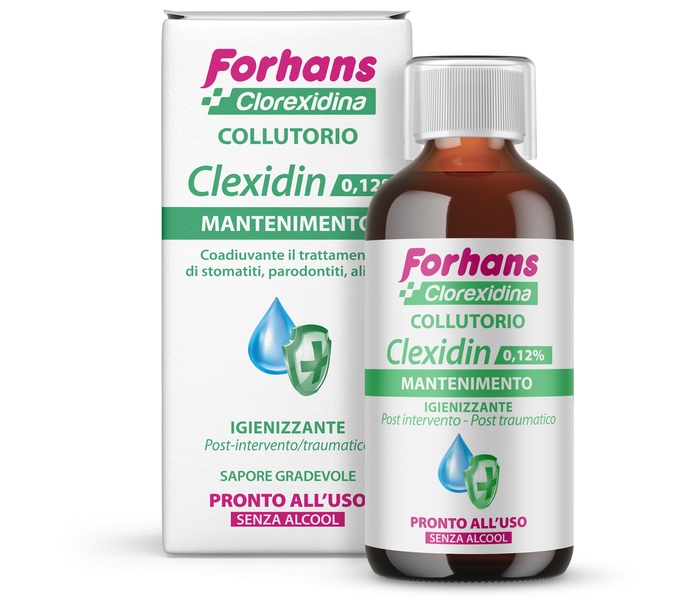 FORHANS COLLUTORIO CON CLOREXIDINA 0,12 CLEXIDIN SENZA ALCOOL 200 ML - Farmaunclick.it