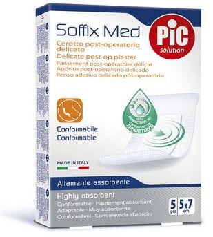 CEROTTO PIC SOFFIX MED IN TNT CON TAMPONE CENTRALE ASSORBENTE STERILE MONOUSO 5X7 CM ANTIBATTERICO 5 PEZZI - Farmaunclick.it