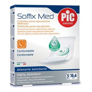 CEROTTO PIC SOFFIX MED IN TNT CON TAMPONE CENTRALE ASSORBENTE STERILE MONOUSO 10X6 CM ANTIBATTERICO 5 PEZZI - Farmaunclick.it