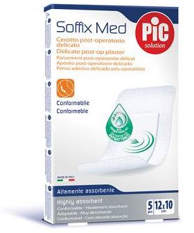 CEROTTO PIC SOFFIX MED IN TNT CON TAMPONE CENTRALE ASSORBENTE STERILE MONOUSO 10X12 CM ANTIBATTERICO 5 PEZZI - Farmaunclick.it