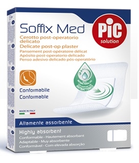 CEROTTO PIC SOFFIX MED IN TNT CON TAMPONE CENTRALE ASSORBENTE STERILE MONOUSO STERILE 25X10 CM ANTIBATTERICO 3 PEZZI - Farmaunclick.it