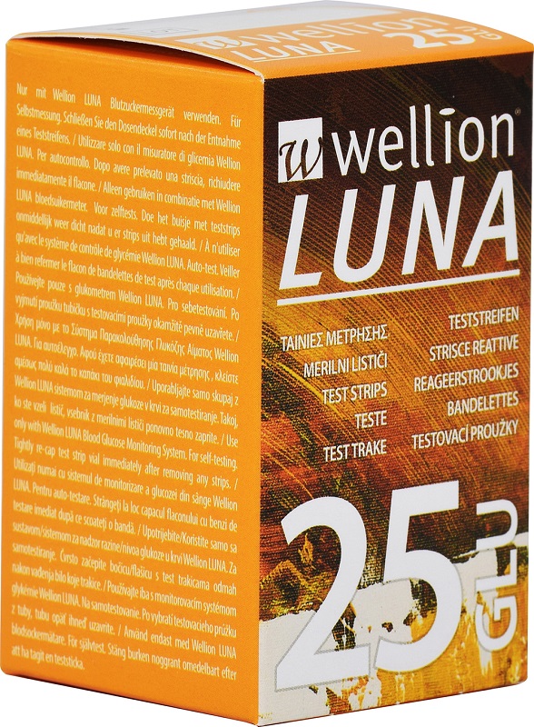 WELLION LUNA 25 STRIPS STRISCE PER MISURAZIONE GLICEMIA - Farmaunclick.it