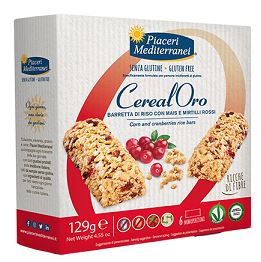 PIACERI MEDITERRANEI CEREALORO BARRETTA DI RISO CON MAIS E MIRTILLI ROSSI 6 PEZZI DA 21,5 G - Farmaunclick.it