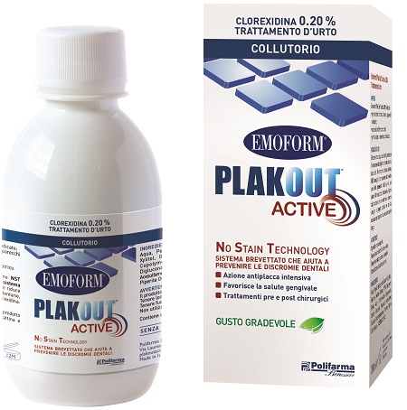 EMOFORM PLAK OUT ACTIVE CLOREXIDINA 0,20% COLLUTORIO 200 ML - Farmaunclick.it