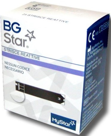 STRISCE REATTIVE MISURAZIONE GLICEMIA BGSTAR MYSTAR 25 PEZZI - Farmaunclick.it