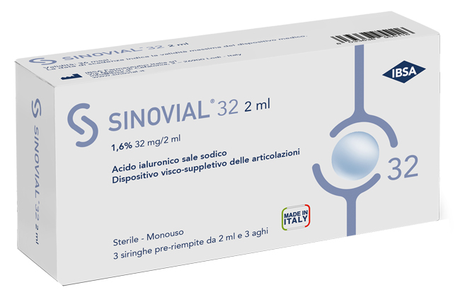 SIRINGA INTRA-ARTICOLARE SINOVIAL 32 ACIDO IALURONICO 1,6% 32 MG/2 ML 1 FS + AGO GAUGE 21 3 PEZZI - Farmaunclick.it