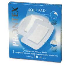 GARZA COMPRESSA PRONTEX SOFT PAD 10X6 CM 6 PEZZI (5 TNT + 1 IMPERMEABILE AQUA PAD) - Farmaunclick.it