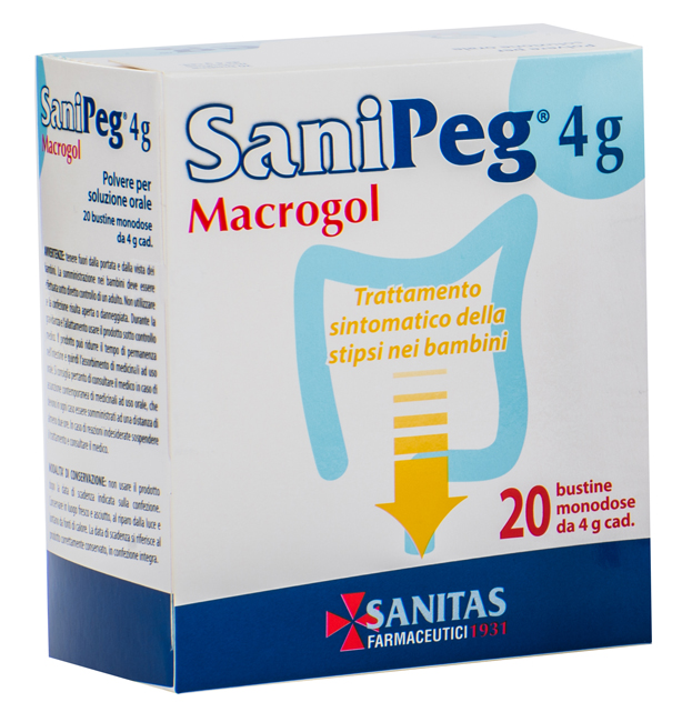 SANIPEG MACROGOL POLVERE PER SOLUZIONE ORALE 20 BUSTINE DA 4 G - Farmaunclick.it