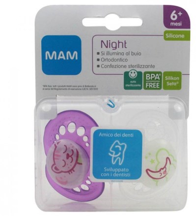 MAM NIGHT SUCCHIETTO 6+ SILICONE CONFEZIONE DOPPIA - Farmaunclick.it