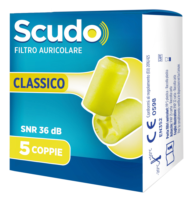 FILTRO AURICOLARE EARPLUG SCUDO CLASSIC 5 COPPIE 10 PEZZI - Farmaunclick.it