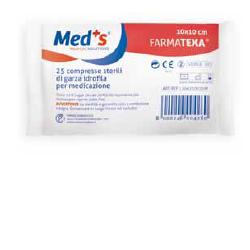 GARZA COMPRESSA MEDS FARMATEXA IDROFILA 12/8 10X10 CM 25 PEZZI - Farmaunclick.it